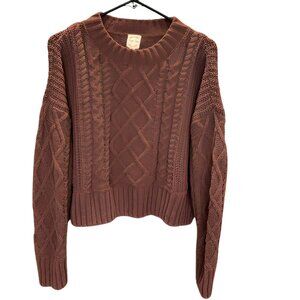 🍂 Hippie Rose Women's Cozy Brown Knit Sweater Size  L